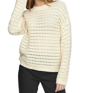 SOFT REBELS NWOT 100% Organic Cotton Maren Crewneck Open-knit Sweater Cream L